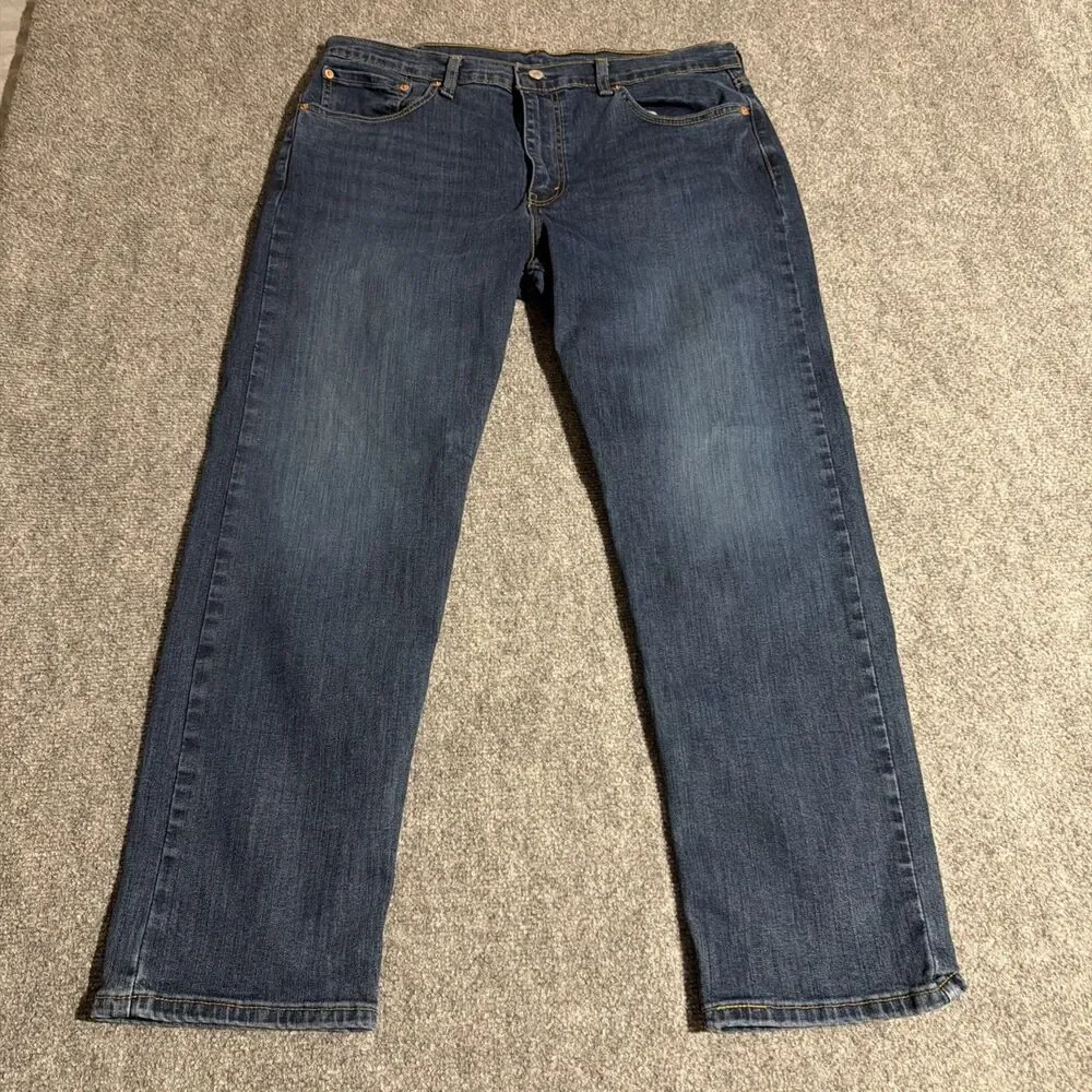 Levi's 502 Denim Jeans Mens 36x30 Blue Taper Stretch 5 Pocket Design Dark Wash